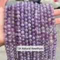Perle tonde in kunzite viola naturale 3A per creazione di gioielli fai-da-te - 6mm (circa 60 pezzi) / Perline Sciolte in Giada Viola Naturale 3A