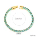 Bracelet de tennis plaqué or avec zircons bleus ovales et fermoir à cliquet élégant - Bleu-Base Or (BR26820RG)