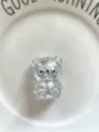 Cute transparent bear squishy toy with silver glitter for stress relief on a white plate - Silver