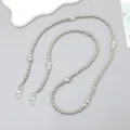 Elegante correa de cadena con cuentas plateadas para bolsos y fundas de celulares. - 120cm Cadena de Bandolera / Cadena Cruzada de Cuentas Irregulares Plateadas