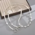 Cadena de perlas blancas para bolso bandolera con lazo decorativo y de concha - 120cm Cadena de Bandolera / Cadena Cruzada de Perlas Lazo Corazón