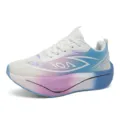 Professional marathon carbon plate racing running shoes with white blue gradient - 38 / White Purple