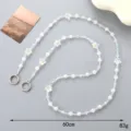 Elegante Taschenkette mit schillernden Glassternen und Perlen Umhängeband 60 cm - Galvanisierter Farbiger Sternanhänger / Weiß