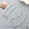 Handgefertigter grün-weißer Stern-Glaskugeln-Umhängeriemen für Taschen, 60 cm Länge - Galvanisierter Farbiger Sternanhänger / Grün