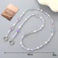 Luxuriöse Umhängekette aus Glasperlen mit Sternen in Lila und Weiß für Taschen, 60 cm - Galvanisierter Farbiger Sternanhänger / Lila