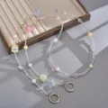 Pastellfarbener Perlen-Umhängeriemen mit Acryl-Auto- und Schmetterlingsanhängern für Taschen - Bunte Blätter & Spielzeugauto Crossbody Kette / Mehrfarbig