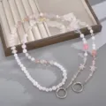 Elegante rosa-weiße Handy-Perlenkette mit Stern- und Schmetterlingsanhängern. - Libelle Blume Crossbody Kette / Rosa