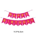 Pink fishtail Happy Birthday banner with yellow letters, size 11.5x16.3cm per flag - Rose Red Bronzing Happy Birthday Banner