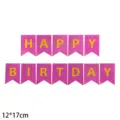 Pink laser swallowtail banner with golden Happy Birthday letters, flags size 12x17cm - Laser Pink Bronzing Happy Birthday Banner