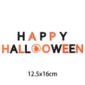 Festive HAPPY HALLOWEEN letter banner in orange and black, individual size 12.5x16cm - Happy Halloween Spider Birthday Banner