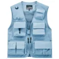 Gilet multitasche azzurro con fodera in rete per attività all'aperto e escursioni - Blu Luna