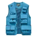 Gilet utilitario blu da uomo con tasche multiple per diverse attività all'aperto - Blu-Verde