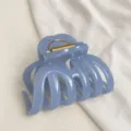 Elegant large pumpkin-shaped hair claw clip in light blue resin for thick hair styling - Sky Blue