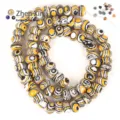 5x8mm yellow and black striped natural stone abacus beads for DIY jewelry making - 5x8mm (Approx. 70 Beads) / Yellow Black Peacock (#11)