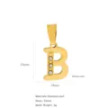18k gold-plated stainless steel letter B pendant with zircon for DIY jewelry making - Letter B