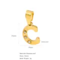 18k gold plated stainless steel letter C pendant with zircon stones for DIY necklaces - Letter C