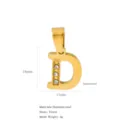 Detailed 18K gold plated stainless steel letter D pendant featuring zircon stones - Letter D