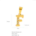 Goldener Buchstabe F Anhänger aus Edelstahl mit Zirkonia für DIY-Schmuck - Buchstabe F