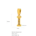 Eleganter 18 Karat vergoldeter Edelstahl Buchstabe I Anhänger mit Zirkonia, 16x6mm - Buchstabe I