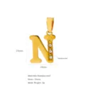 Goldener Edelstahl-Anhänger Buchstabe N mit Zirkonia für DIY-Schmuckherstellung - Buchstabe N
