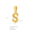 18k vergoldeter Edelstahl Buchstabe S Anhänger mit Zirkonsteinen Größe 16mm x 9mm. - S