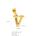 Edelstahl-Anhänger Buchstabe V mit Zirkonia-Steinen, 18K vergoldet - Buchstabe V