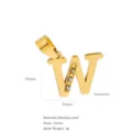 18k vergoldeter Edelstahl-Buchstabe-W-Anhänger mit Zirkon-Inlay, 16x18 mm Format - Buchstabe W