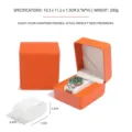 Hochwertige orangefarbene PU-Leder Uhrenbox mit Kissen, Maße: 10,3 x 11,2 x 7,3 cm - Strukturiert / Orange