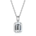 Elegant S925 sterling silver necklace with a rectangular emerald cut moissanite pendant. - 925 Silver / Moissanite 1 Carat 5×7mm (Emerald Cut)