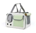 Premium portable breathable pet carrier bag in light green and beige variant for cats - Regular Fit / Green