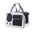 Portable grey and black pet carrier bag with breathable mesh and front pocket - Regular Fit / Black