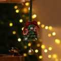 Handgefertigter Weihnachtsbaum-Anhänger aus Pfeifenreiniger mit roter Schleife - Pfeifenreiniger Weihnachtsbaum Stil 1
