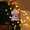 Handgefertigter lila-rosa Pfeifenreiniger Weihnachtsbaum Anhänger mit Glocke - Pfeifenreiniger Weihnachtsbaum Stil 3