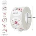 Floral Thank You stickers roll with 25mm round labels for packaging - Bohemian Floral Style (C85) / 25mm 500 Pcs/Roll