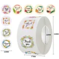 Floral Thank You stickers roll with 25mm diameter for gift sealing - Tropical Fruit Floral Style (C29) / 25mm 500 Pcs/Roll