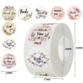 Self-adhesive floral thank you sealing stickers in multiple designs with size dimensions - Soft Painted Botanical Floral Style (C30) / 25mm 500 Pcs/Roll
