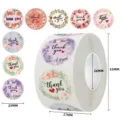 Roll of decorative floral thank you stickers with diverse garden flower patterns - Diverse Ring Colorful Floral Style (C69) / 25mm 500 Pcs/Roll