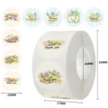 Floral Thank You stickers roll with 25mm round labels for packaging and gift seals - Watercolor Fresh Floral Pattern Style (C56) / 25mm 500 Pcs/Roll