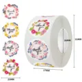 Floral 'Thank You' sticker roll for packaging and gift sealing, 25mm diameter - Pink Yellow Blue Rose Mixed Floral (C21) / 25mm 500 Pcs/Roll