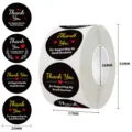 Roll of 500 black Thank You stickers for small business packaging 25mm diameter labels - Black Heart Gold Letter Floral (C94) / 25mm 500 Pcs/Roll
