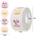 Pink and gold Thank You for Supporting My Small Business stickers 25mm label roll - Pink Beige Heart Support Message (C102) / 25mm 500 Pcs/Roll