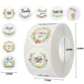 Floral thank you stickers roll 1 inch round sealing labels for gift packaging envelopes - 25mm (500 Pcs/Roll) / Watercolor Floral Fresh Multi (C19)