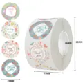Floral Thank You sealing stickers roll with 25mm dimensions for gift box packing - 25mm (500 Pcs/Roll) / Four-color Broken Flowers Border (C117)