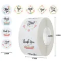 Floral thank you sticker roll with 8 varied botanical designs and 25mm diameter stickers - 25mm (500 Pcs/Roll) / Fresh Floral Hand-drawn Style (C120)