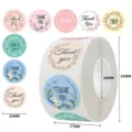 Floral Thank You sticker roll for gift packaging, 25mm diameter, 500 labels per roll. - C306 Floral Style / 25mm 500 Pcs/Roll