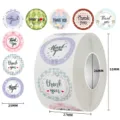 Multi-design floral Thank You stickers roll with dimensions for packaging and sealing - C289 Floral Style / 25mm 500 Pcs/Roll