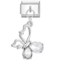 Silver butterfly charm with clear crystals for Italian modular DIY link bracelets - Silver Hollow Butterfly Style (38)