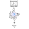 Stainless steel Italian charm link with iridescent star planet pendant for DIY bracelet - Iridescent Mother of Pearl Heart Planet Star Style (34)