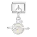 Elegant silver celestial planet charm featuring moon and star for DIY modular link bracelets - Artificial Pearl Planet Moon Star Style (27)