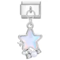 Silver star Italian modular charm with iridescent finish and pearls for DIY bracelets - Iridescent Pentagram Artificial Pearl Style (24)